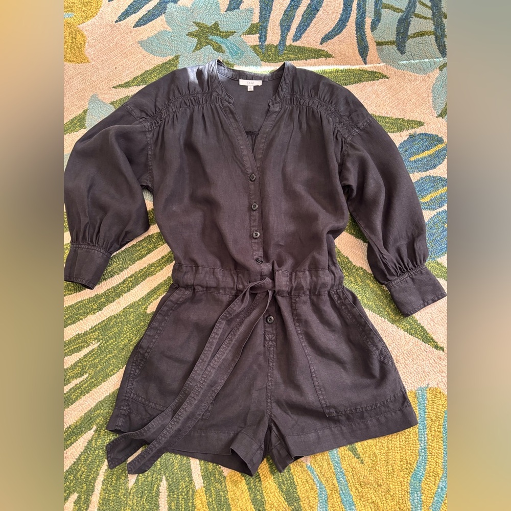 Black Linen JOIE Button-Up Romper🥰